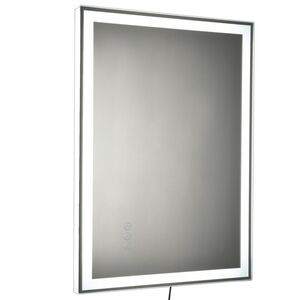 kleankin Badezimmerspiegel LED-Spiegel Nebelfreier Wandspiegel Touch-Schalter 3 Farben Alu 70 x 50 x