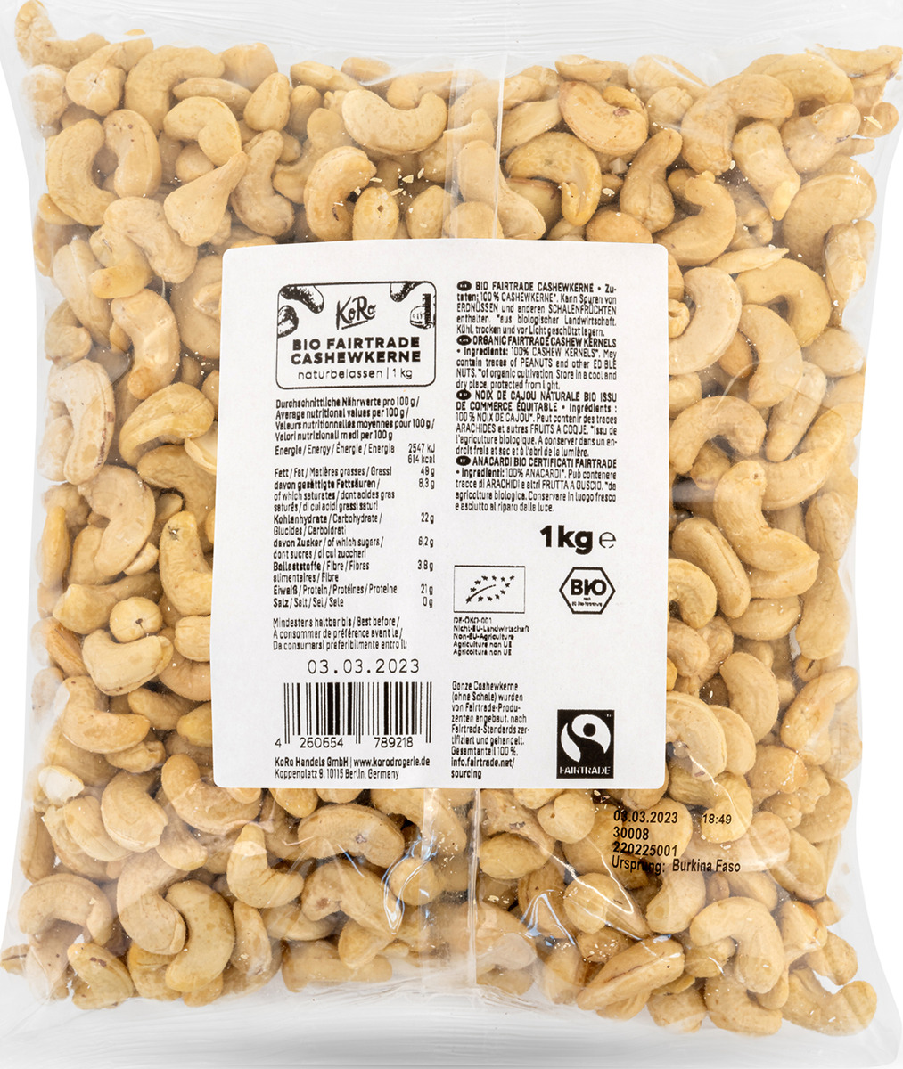 Bild 1 von KoRo Bio Fairtrade Cashewkerne