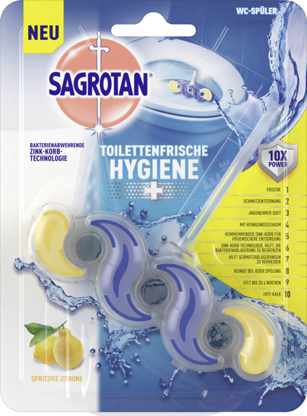 Bild 1 von Sagrotan Toilettenfrische Hygiene Plus Spritzige Zitrone WC-Spüler