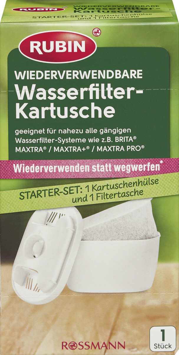 Bild 1 von RUBIN Wiederverwendbare Wasserfilter-Kartusche Starter Set