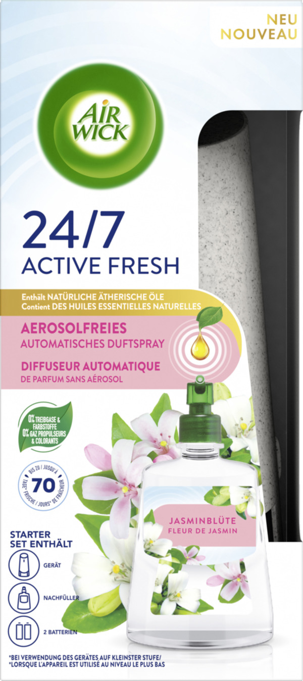 Bild 1 von Air Wick 24/7 Active Fresh Aerosolfreies Automatisches Duftspray Starter-Set Jasminblüte