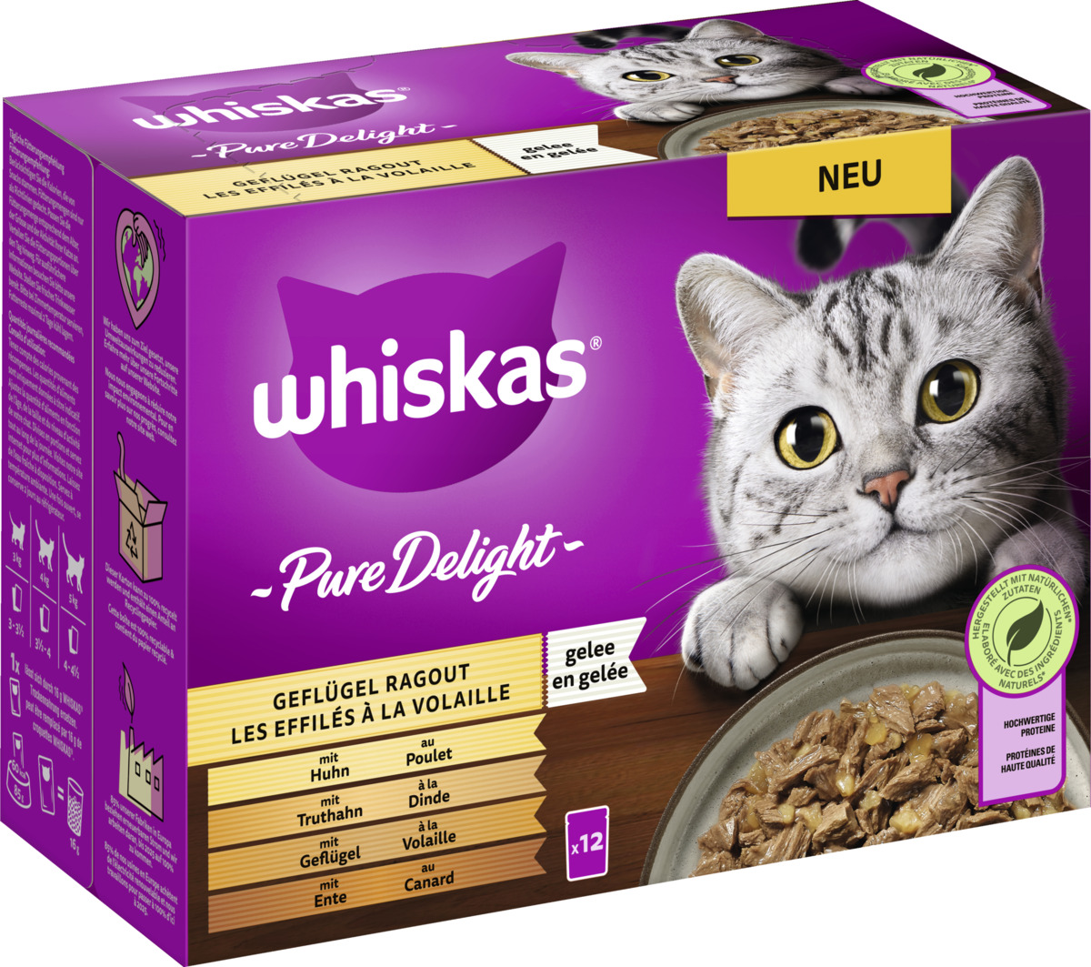 Bild 2 von Whiskas Pure Delight Portionsbeutel Multipack Geflügel Ragout in Gelee