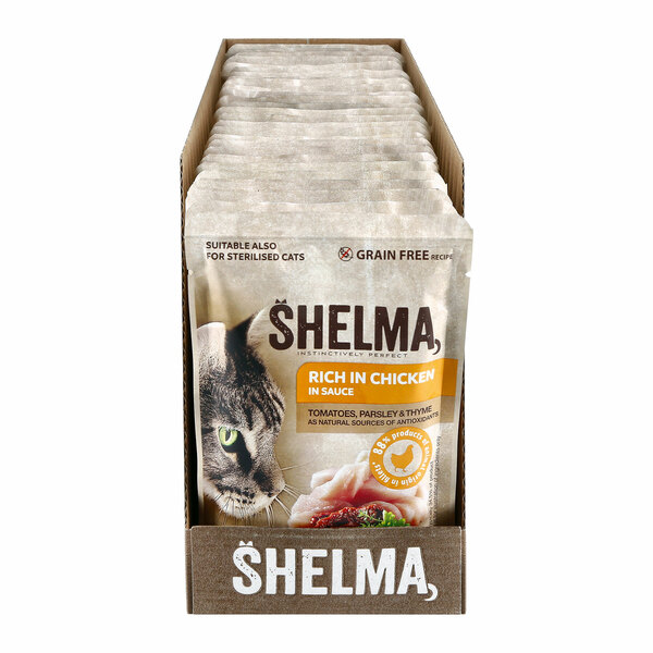 Bild 1 von Shelma Katzennahrung Pouch Huhn 85 g, 28er Pack