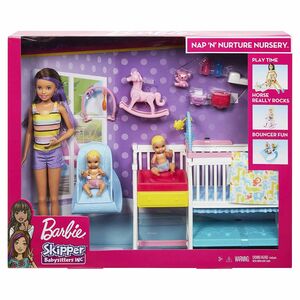 Mattel GFL38 - Barbie - Skipper Babysitters Inc - Kinderzimmerspielset mit Puppen und Zubehör