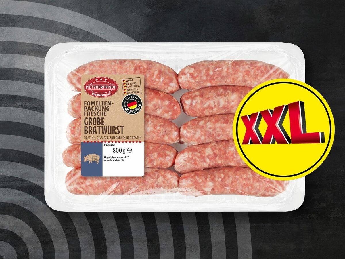 Metzgerfrisch Frische grobe Bratwurst XXL, 800 g von Lidl ansehen!