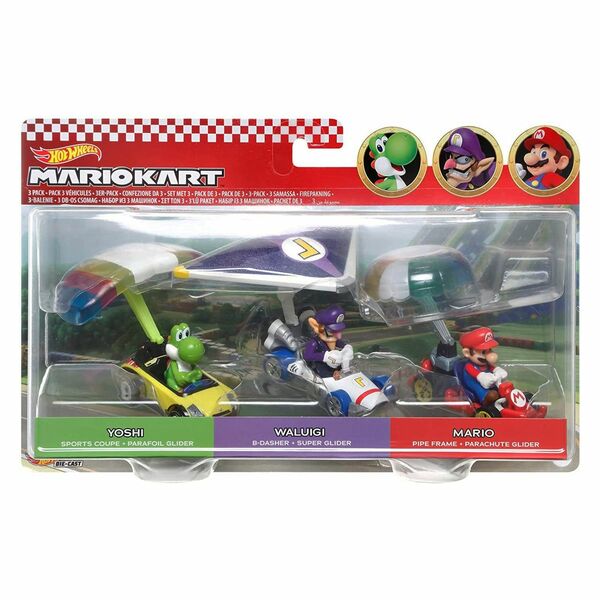 Bild 1 von Mattel HDB38 - Hot Wheels - Mario Kart - DieCast, Mini Fahrzeuge mit Figuren, 3er-Pack