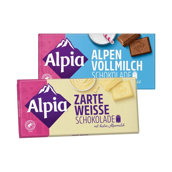 Bild 1 von ALPIA SCHOKOLADE versch. Sorten, je 100-g-Tafel