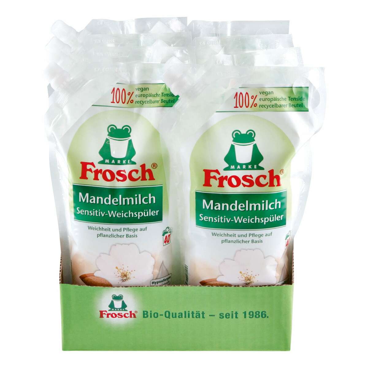 Bild 1 von Frosch Mandelmilch Sensitiv Weichspüler 1 Liter, 8er Pack