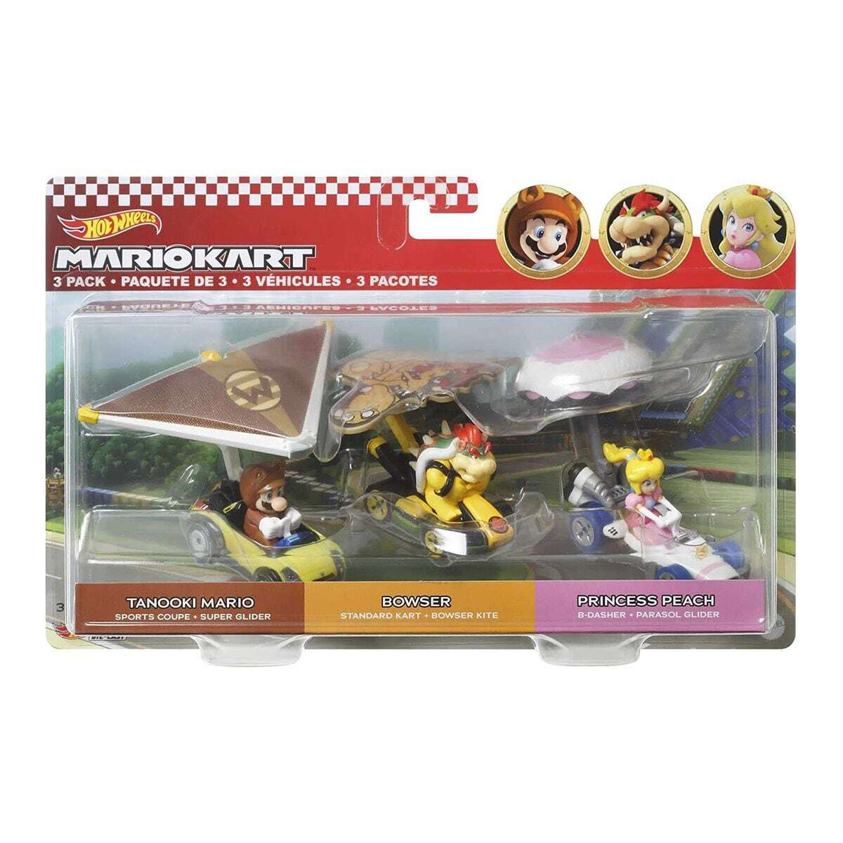 Bild 1 von Mattel HDB39 - Hot Wheels - Mario Kart - DieCast, Mini Fahrzeuge mit Figuren, 3er-Pack