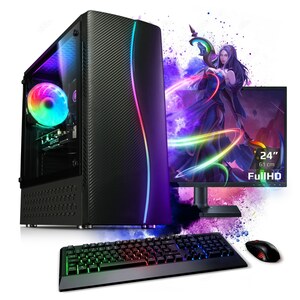 PC Set mit 24 Zoll TFT Online Gamer AMD Ryzen 5 4600G, 8GB DDR4, AMD Vega Grafik, 1TB SSD