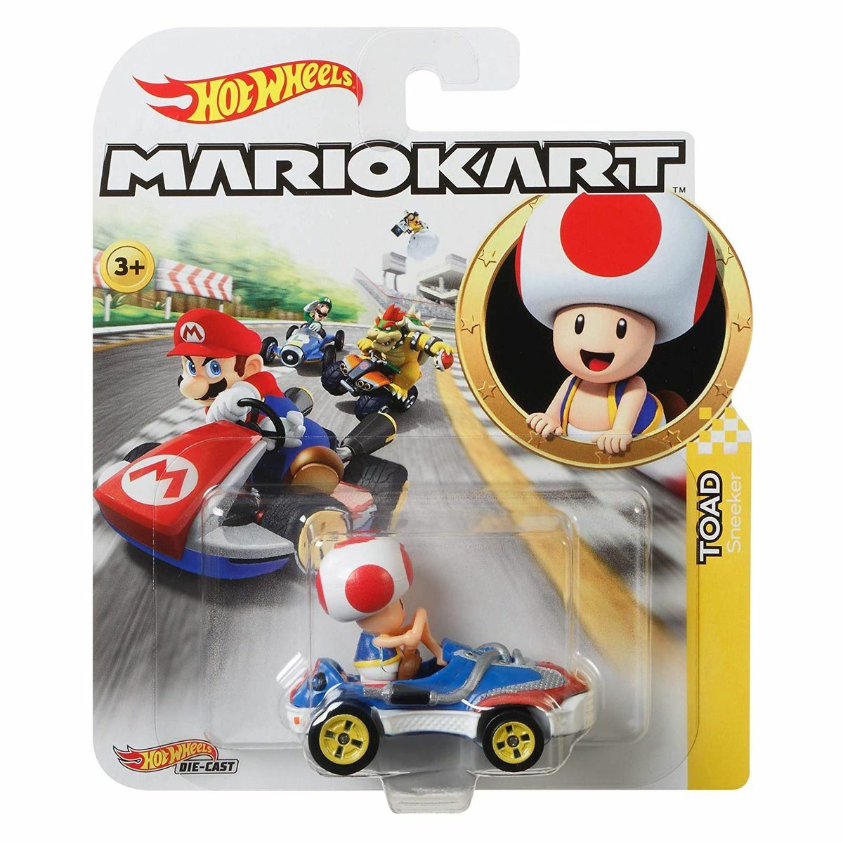 Bild 1 von Mattel GBG30 - Hot Wheels - Mario Kart - Mini Die-Cast Fahrzeug mit Figur, Toad