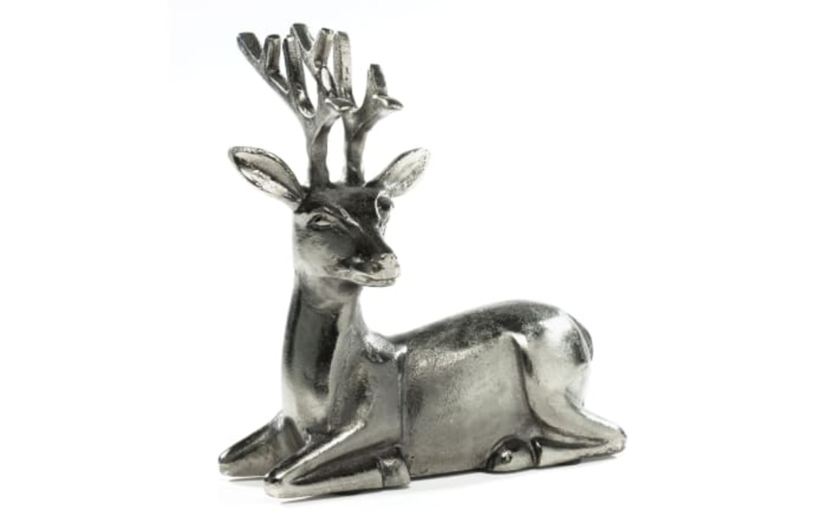 Bild 1 von Deko Hirsch liegend, Aluminium silber, 23,5 cm
