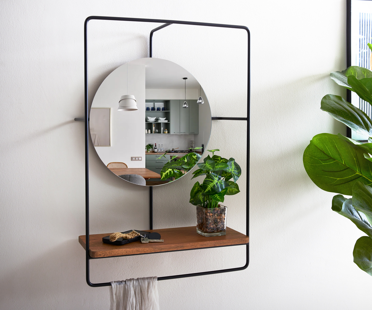 Bild 1 von Spiegel Cadria 45x65 cm Akazie Natur Metall schwarz