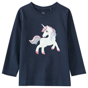 Mädchen Langarmshirt mit Einhorn-Applikation