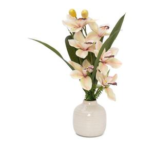 Orchidee hellgelb in Vase creme 11,5x12cm