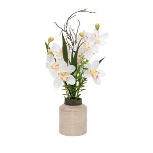 Orchideen weiß 60cm in Vase creme 13x16 cm