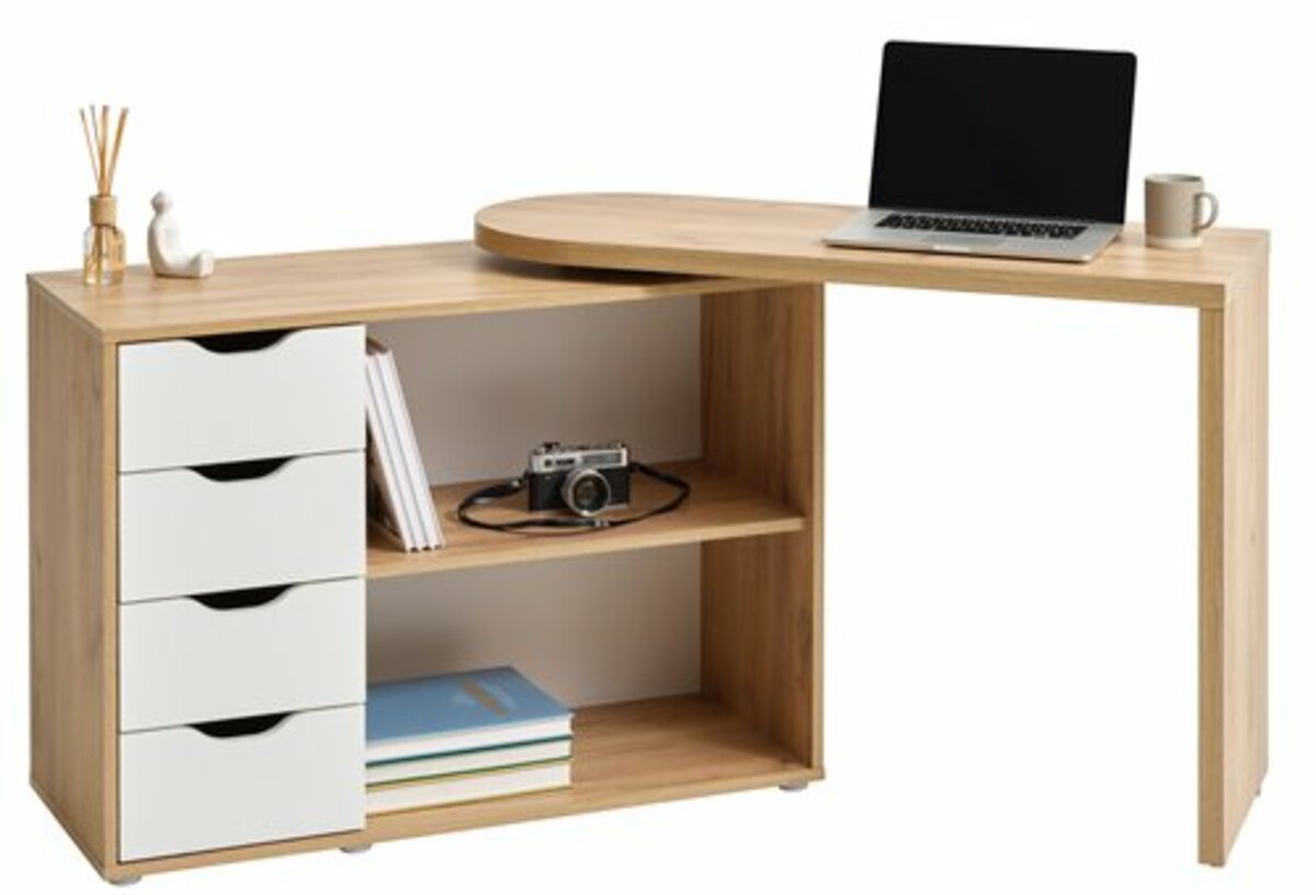 Bild 3 von Schreibtisch LANGAGER 41-107x107-165 eiche/weiß