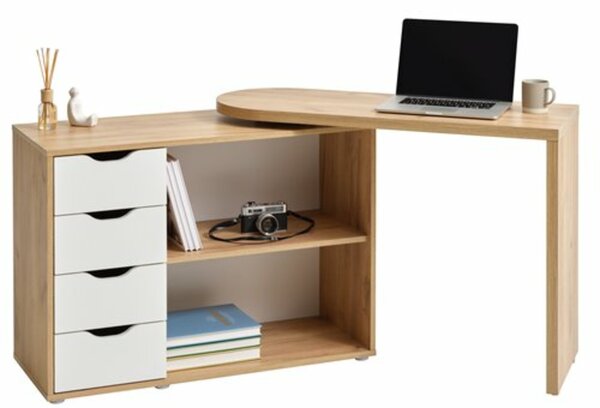 Bild 3 von Schreibtisch LANGAGER 41-107x107-165 eiche/weiß