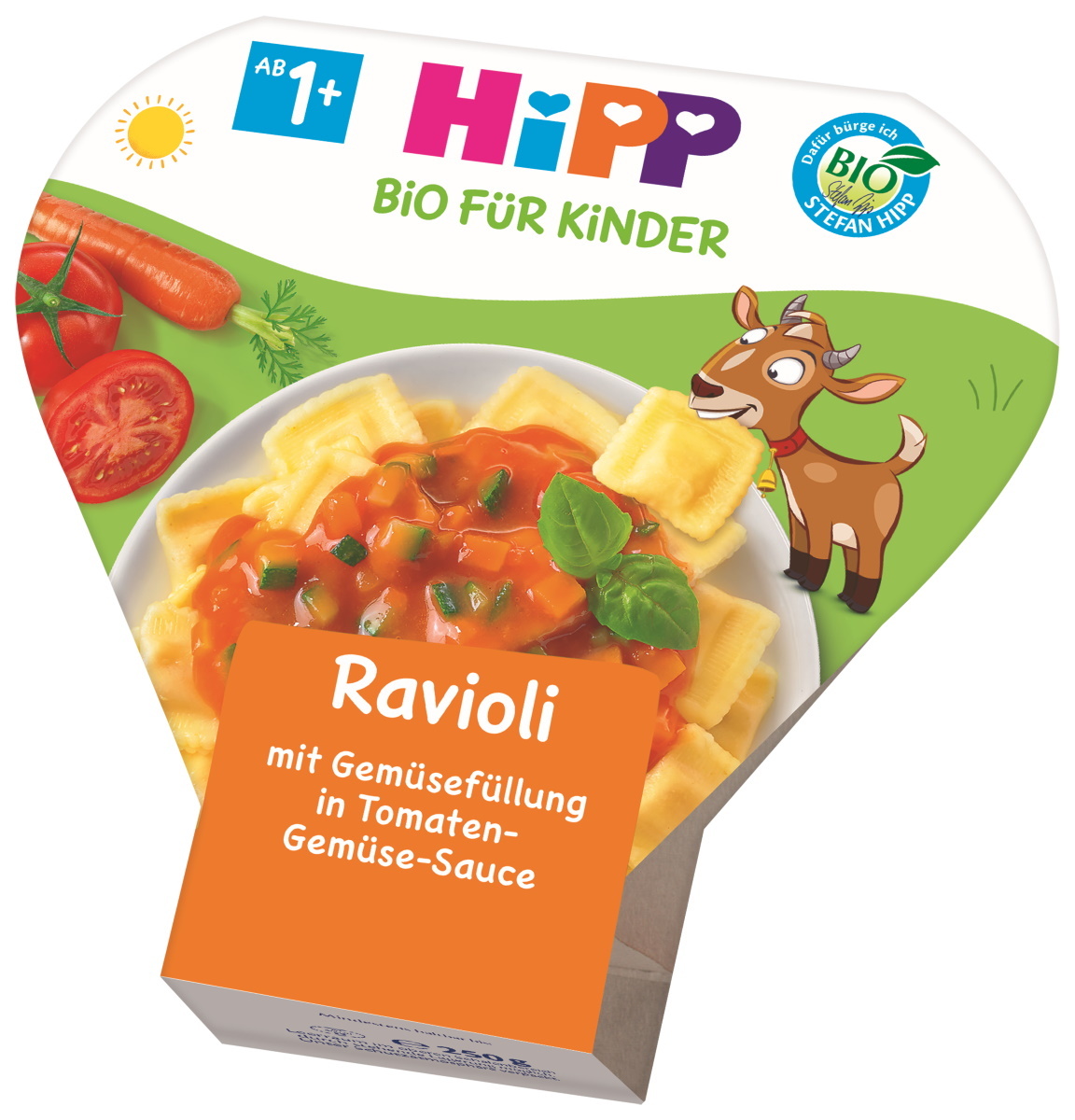 Bild 1 von Hipp Bio Ravioli mit Gemüsefüllung in Tomaten-Gemüse-Sauce ab 1+ Jahr 250G  beschädigte Verpackung