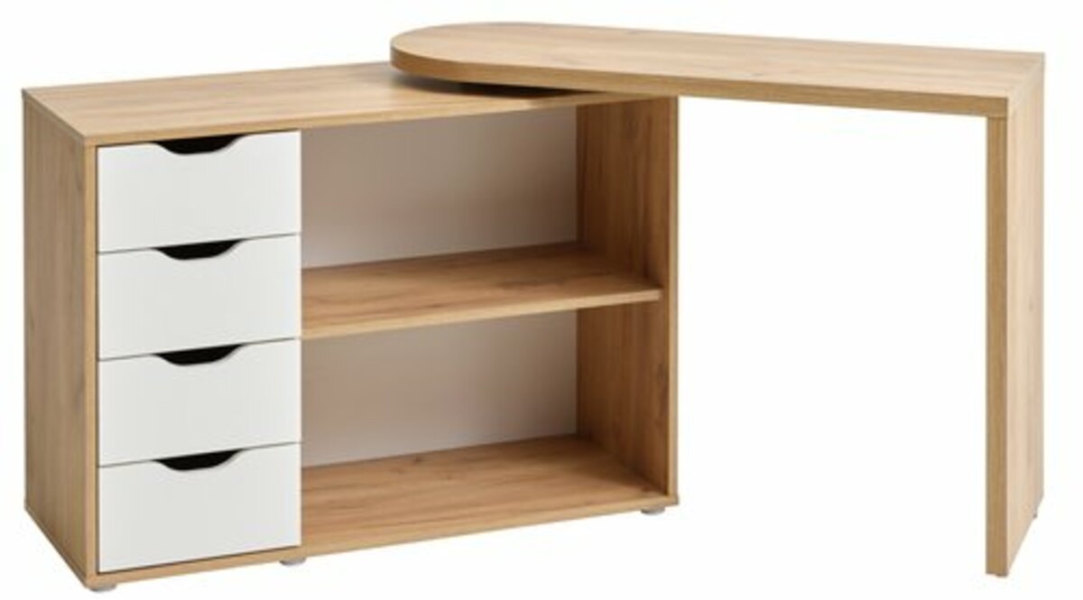 Bild 1 von Schreibtisch LANGAGER 41-107x107-165 eiche/weiß