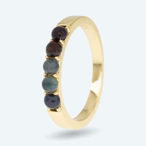 Ring 925 Silber vergoldet Opal schwarz