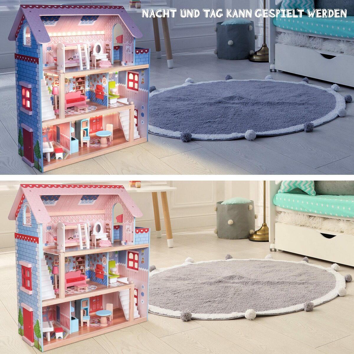 Bild 2 von Infantastic Puppenhaus XXL mit Möbeln / Zubehör Holz Puppenvilla Puppenstube, (1-tlg)