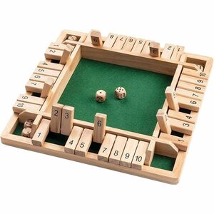 GelldG Lernspielzeug 4-Spieler Shut The Box Holz Tisch Spiel Klassisch Würfelspiel