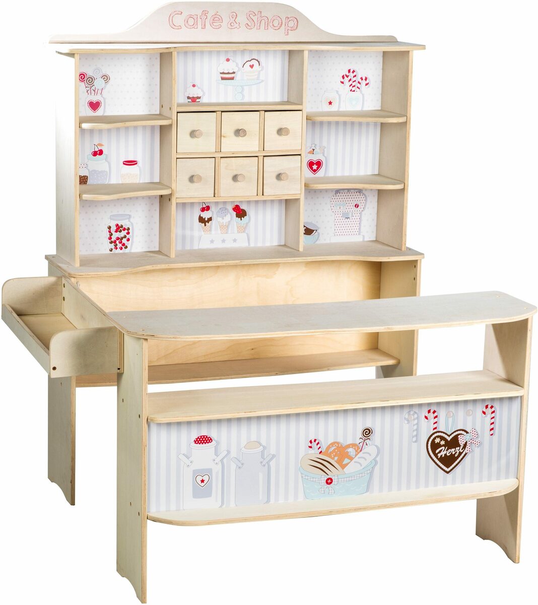 Bild 2 von roba® Kaufladen Holzspielzeug, Verkaufsstand, naturfarben