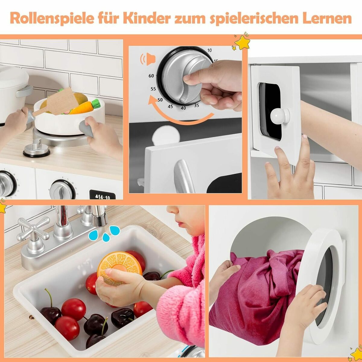 Bild 2 von KOMFOTTEU Spielküche Kidner Holzwerkstoff, aus Holz,78 x 29 x 93cm