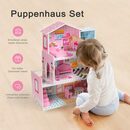 Bild 3 von EXTSUD Puppenhaus Puppenhaus aus Holz mit Zubehör 7-12 cm 3+, Zubehör zwischen 7-12 cm Puppe, niedliches großes Traumhaus,3+