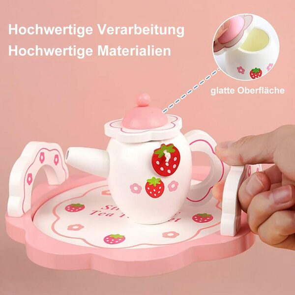 Bild 4 von flowgoer Lernspielzeug Geburtstags-, Weihnachts- und Ostergeschenk für Kinder, 14 Stück süßes Kinder-Küchenzubehör aus Holz