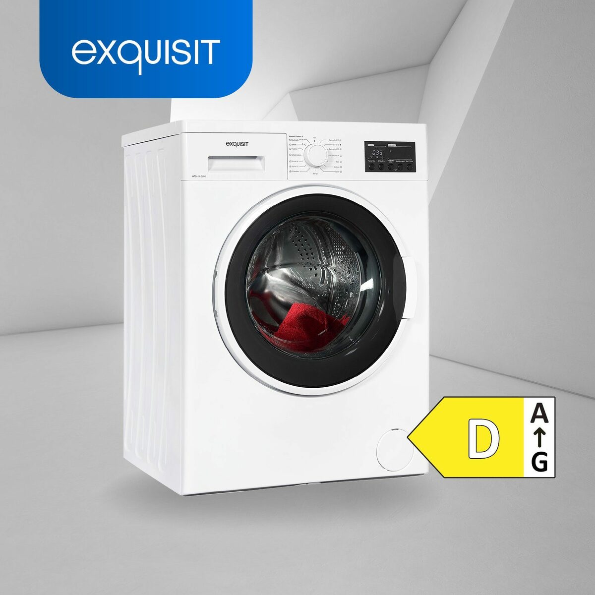 Bild 2 von exquisit Waschtrockner WT8614-060D, 8,00 kg, 6 kg, 1400 U/min, 15 Programmen für Waschen & Trocknen, Display, Allergiker Programm