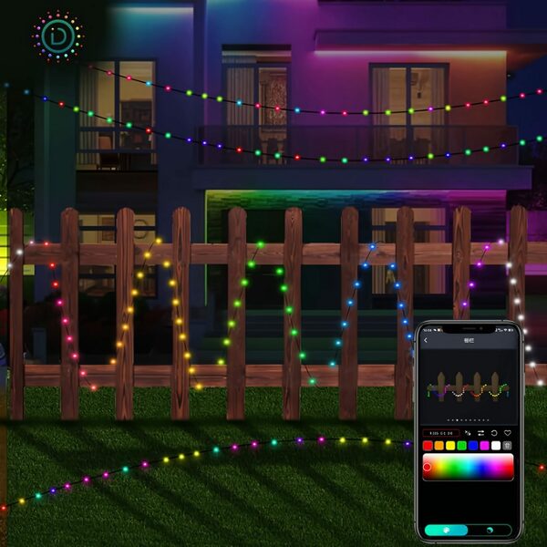 Bild 3 von Yunnker LED-Lichterkette Smart RGB Lichterkette mit Blauzahn-APP-Steuerung für Festlichkeiten