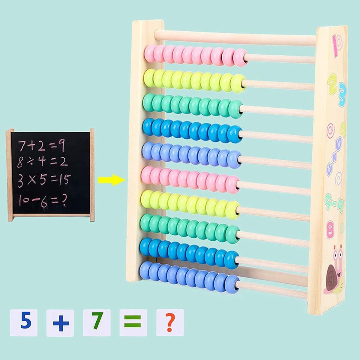 Bild 3 von GelldG Lernspielzeug Holz Abakus Baby Mathematik mit 100 Holzperlen Lernspielzeug