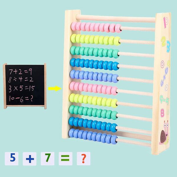 Bild 3 von GelldG Lernspielzeug Holz Abakus Baby Mathematik mit 100 Holzperlen Lernspielzeug