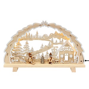 SIGRO Holz Schwibbogen, LED Winterfiguren