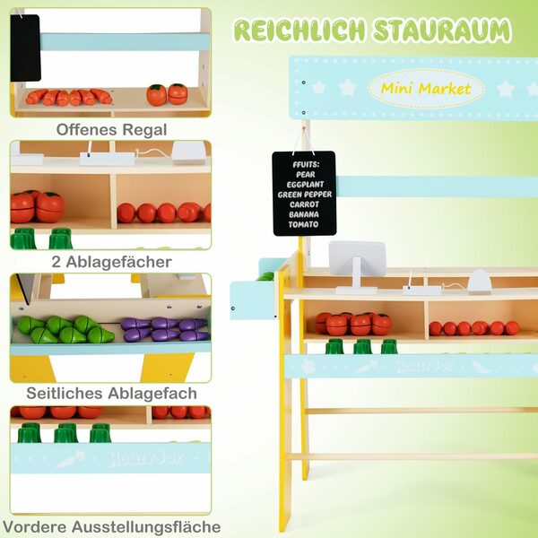 Bild 2 von COSTWAY Kaufladen Kinder Supermarkt, mit Tafel