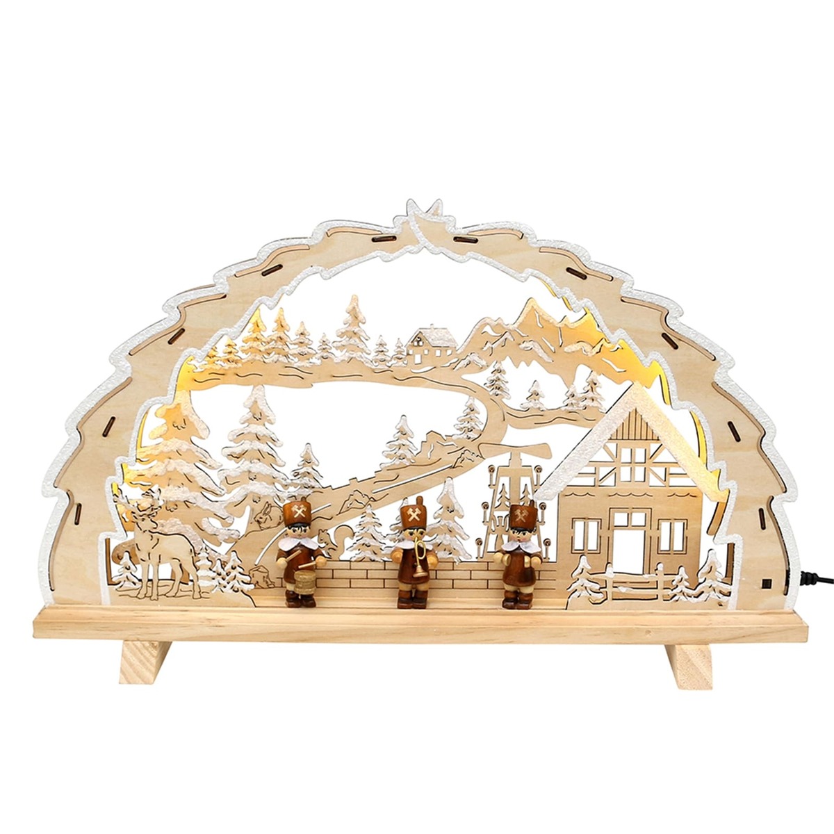 Bild 1 von SIGRO Holz Schwibbogen, LED Bergmann-Figuren