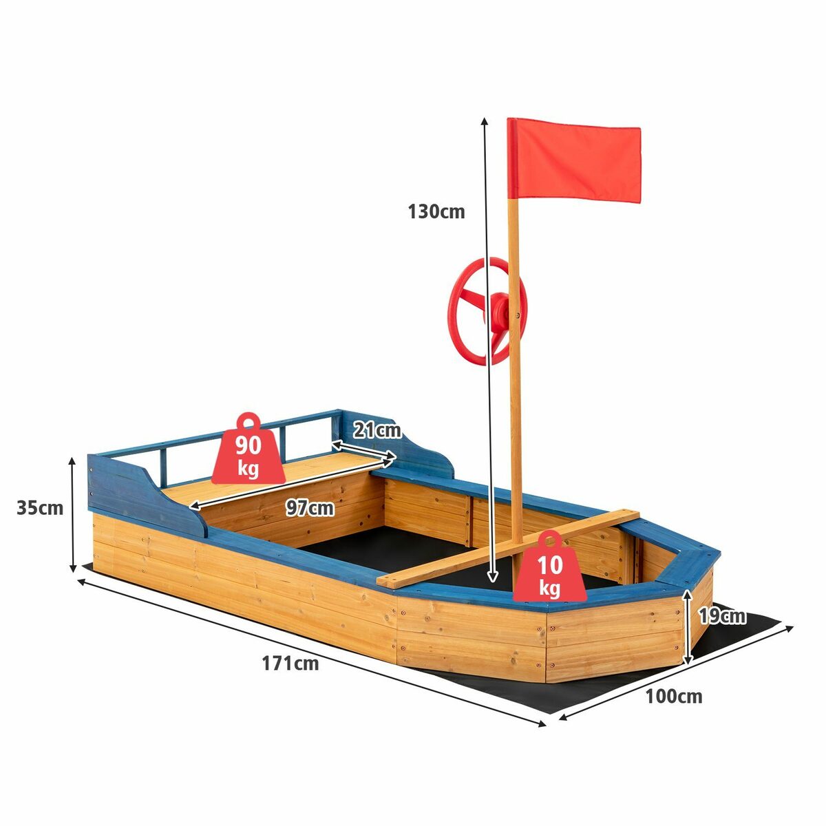 Bild 1 von COSTWAY Sandkasten Sandkiste, Sandbox, mit Sitzbank & Stauraum, aus Tannenholz