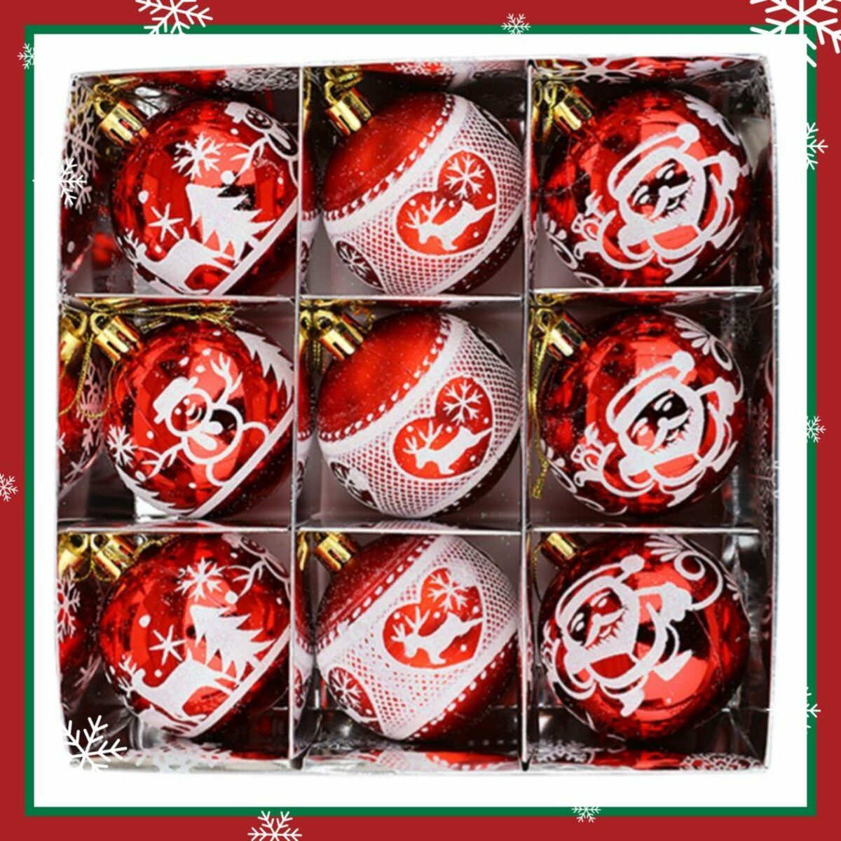 Bild 1 von edimens Weihnachtsbaumkugel 9 Stück Christbaumkugeln 60mm Weihnachtskugel Ornamente Saisonale Deko, hängende Kugel Ornamente für Weihnachten Geburtstag Hochzeit Wohn