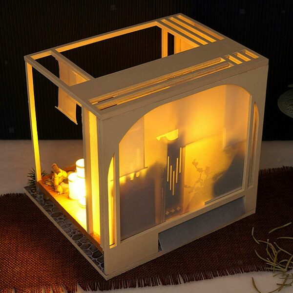 Bild 4 von flowgoer Dekoobjekt Handgefertigtes DIY-Puppenhaus-Set mit LED-Licht (1 St), Kreativitätsspielzeug, DIY-Miniaturhäuser