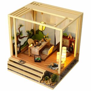 flowgoer Dekoobjekt Handgefertigtes DIY-Puppenhaus-Set mit LED-Licht (1 St), Kreativitätsspielzeug, DIY-Miniaturhäuser