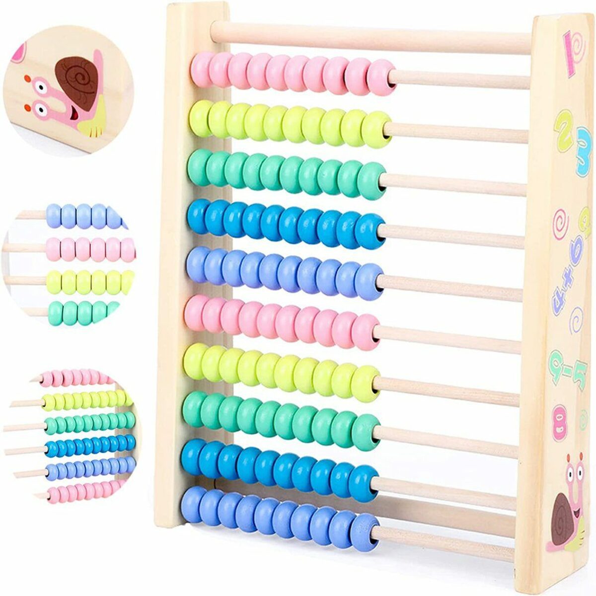 Bild 1 von GelldG Lernspielzeug Holz Abakus Baby Mathematik mit 100 Holzperlen Lernspielzeug