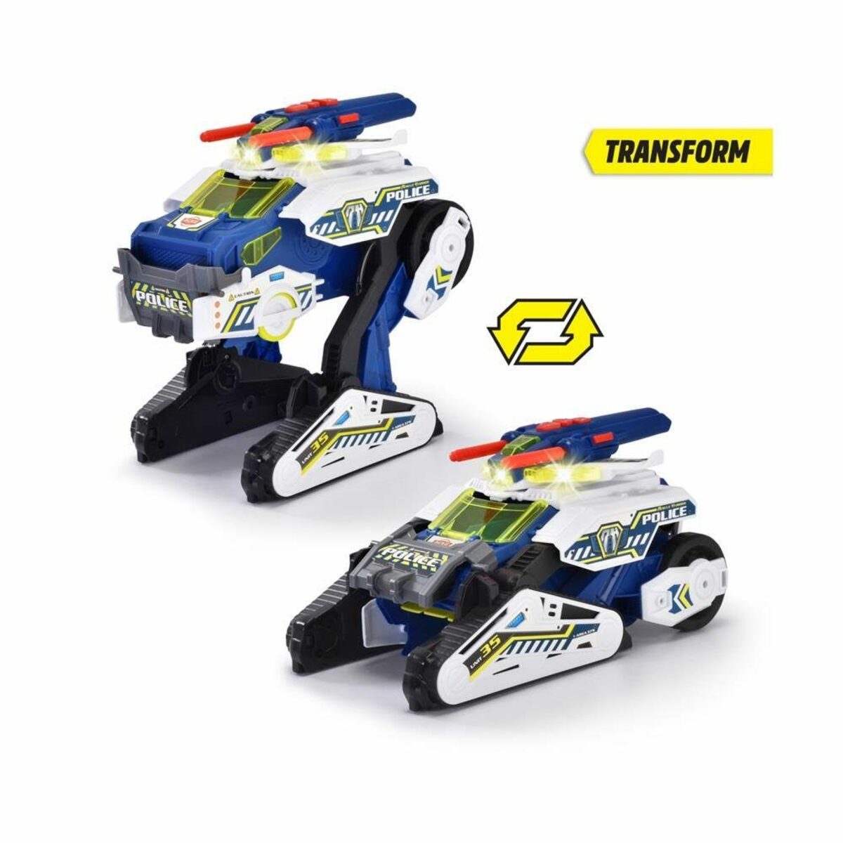 Bild 2 von Dickie Toys Spielzeug-Polizei Polizei-Fahrzeug Police Bot, (35 cm) futuristisches Polizeiauto mit Transform-Funktion