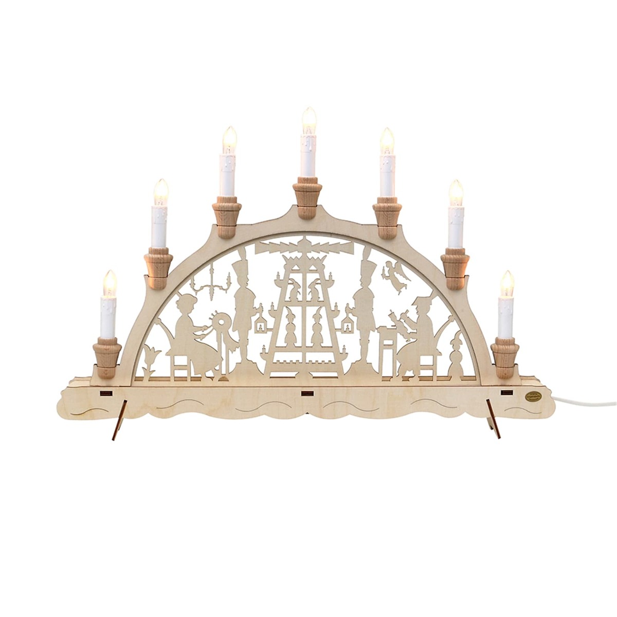 Bild 1 von SIGRO Holz Schwibbogen, Spitzkerzen Bergmänner