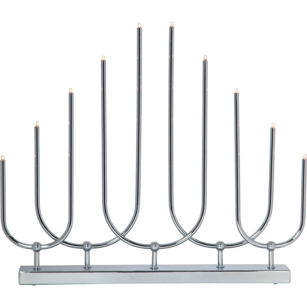 Bild 1 von Star Trading Fensterleuchter Novum von Star Trading, Kerzenständer mit 10 Glühbirnen E5 warmweiß, Weihnachtsdeko aus Metall in Chrom, Kabelschalter, Länge: 46 cm