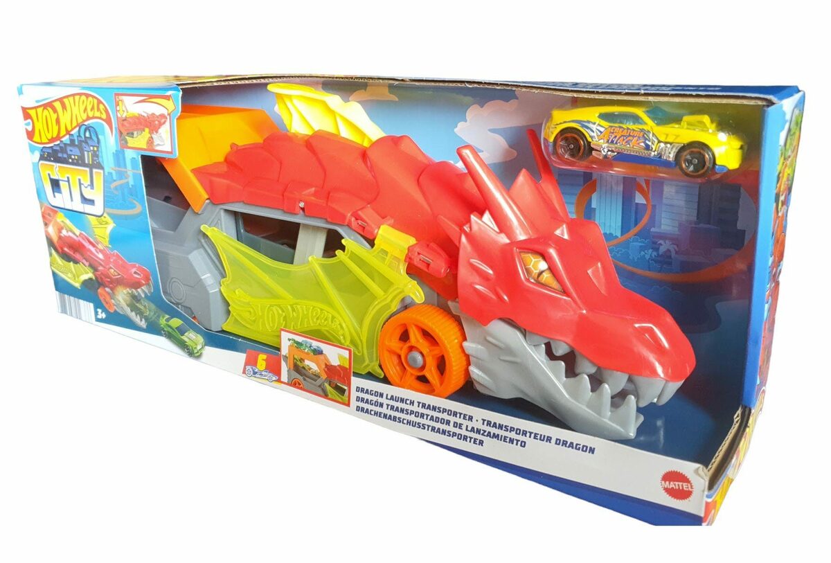 Bild 1 von Hot Wheels Spielzeug-Monstertruck Hot Wheels Drachen Stuntwagen mit Auto