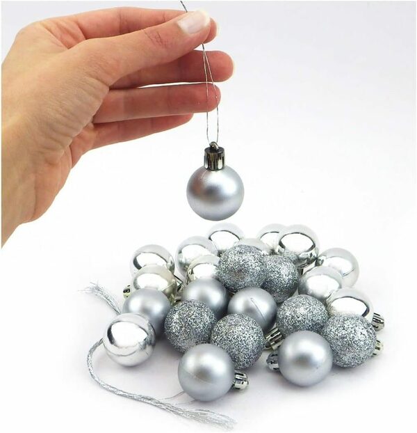 Bild 2 von Lollanda Weihnachtsbaumkugel Mini Dekokugeln Weihnachtskugeln 24er Set matt glänzend glitzernd 3cm (24 St), Kunststoff