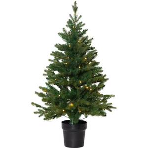 Star Trading Künstlicher Weihnachtsbaum Byske von Star Trading, kleiner Tannenbaum in Grün mit Topf und LED Lichterkette für innen und außen, warmweiß mit Timer, Sensor, batteriebetrieben, Höhe