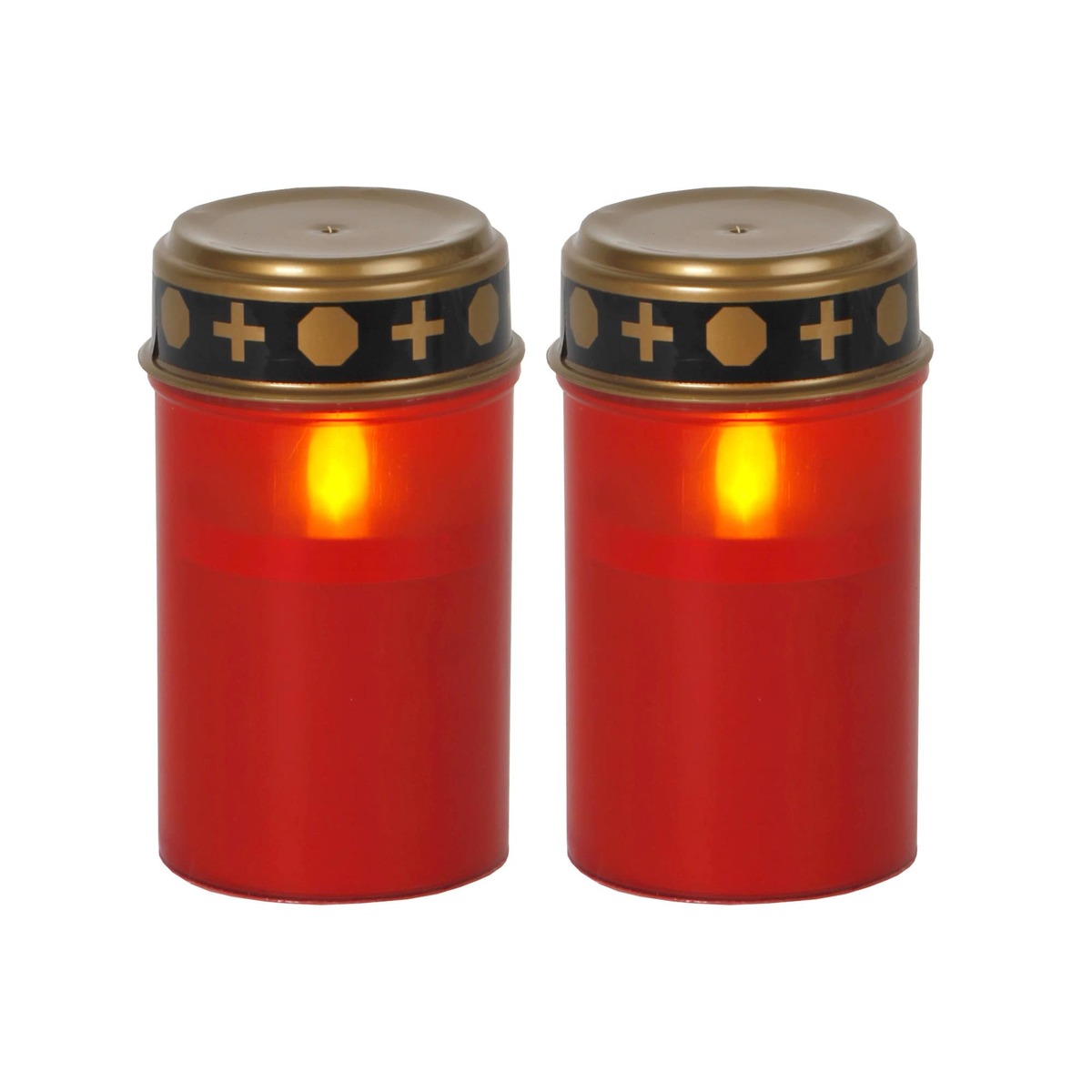 Bild 1 von Star Trading LED Grablicht mit Timer   Grabkerzen LED mit Batterie   Grabkerze LED 2er Set  Grablicht LED   Grablichter LED mit Timer   Grabkerzen rot   LED Grabkerzen Outdoor  LED Kerzen rot